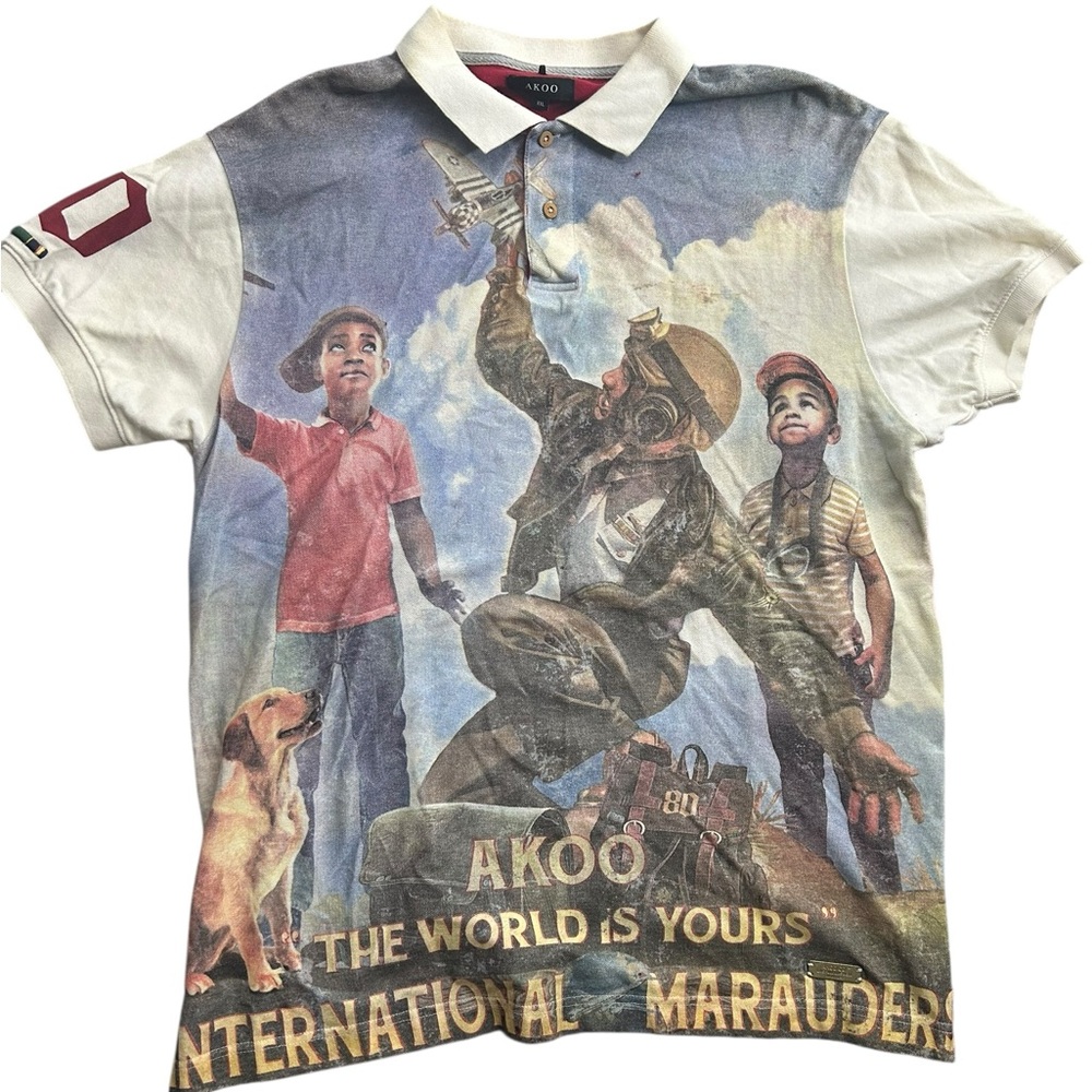 AKOO “The World Is Yours” Polo‎ Shirt XXL International Marauders Graphic